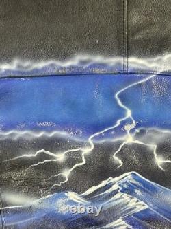 Mens 1995 Harley Davidson Bike Week Hand Painted Leather Motorcycle Jacket 42