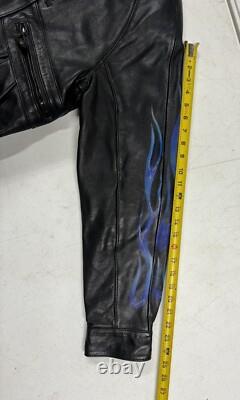 Mens 1995 Harley Davidson Bike Week Hand Painted Leather Motorcycle Jacket 42