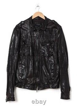 Mens ALLSAINTS Biker Jacket Leather Motorcycle Black Size L