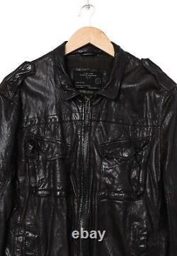 Mens ALLSAINTS Biker Jacket Leather Motorcycle Black Size L