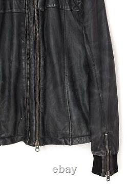 Mens ALLSAINTS Biker Motorcycle Jacket Coat Leather Distressed Black Size L