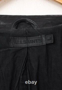 Mens ALLSAINTS Biker Motorcycle Jacket Coat Leather Distressed Black Size L