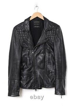 Mens ALLSAINTS Motorcycle Biker Jacket Leather Black Size XS