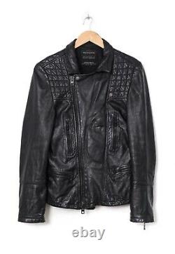 Mens ALLSAINTS Motorcycle Biker Jacket Leather Black Size XS