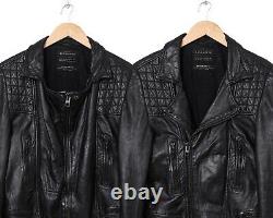 Mens ALLSAINTS Motorcycle Biker Jacket Leather Black Size XS