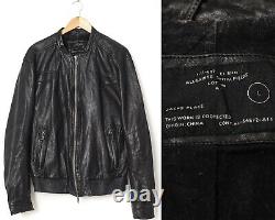 Mens ALL SAINTS Contingent Leather Jacket Bomber Biker Black Size L allsaints