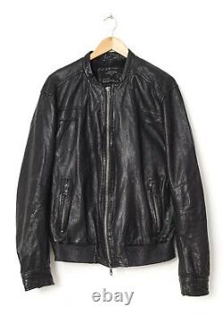 Mens ALL SAINTS Contingent Leather Jacket Bomber Biker Black Size L allsaints