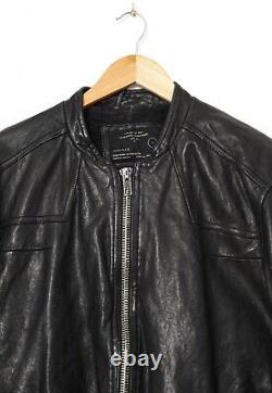 Mens ALL SAINTS Contingent Leather Jacket Bomber Biker Black Size L allsaints