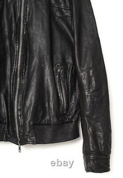 Mens ALL SAINTS Contingent Leather Jacket Bomber Biker Black Size L allsaints