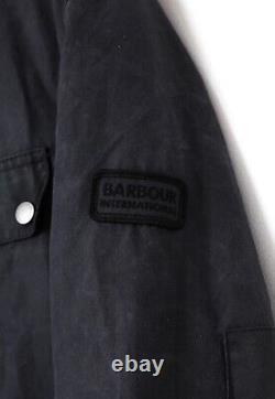Mens BARBOUR INTERNATIONAL Duke Motorcycle Jacket Coat Wax Waxed Blue Size M