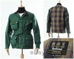 Mens BARBOUR INTERNATIONAL Motorcycle Jacket Coat Nylon Green Size M
