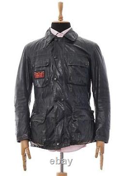 Mens BARBOUR INTERNATIONAL Motorcycle Jacket Coat Shell Navy Blue Size M