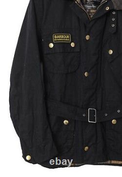 Mens BARBOUR INTERNATIONAL Motorcycle Jacket Wax Waxed Black Size 36 46 S