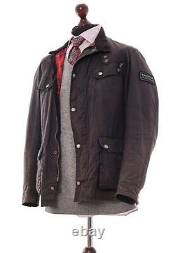 Mens BARBOUR INTERNATIONAL Motorcycle Jacket Wax Waxed Black Size L