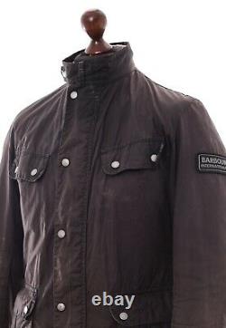 Mens BARBOUR INTERNATIONAL Motorcycle Jacket Wax Waxed Black Size L