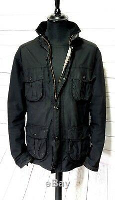 Mens BARBOUR New Utility black wax cotton motorcycle jacket size large 40-42