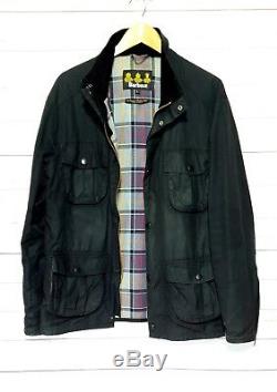 Mens BARBOUR New Utility black wax cotton motorcycle jacket size large 40-42