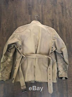 Mens BELSTAFF Belted WAXED Motorcycle Jacket Size 40 Tan Gold Label