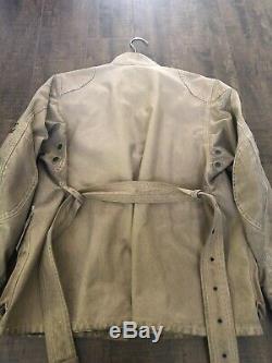 Mens BELSTAFF Belted WAXED Motorcycle Jacket Size 40 Tan Gold Label