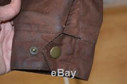 Mens BELSTAFF Belted WAXED Motorcycle Jacket Size Large L Brown Gold Label
