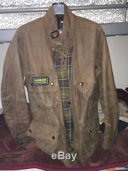 Mens Barbour international union wax Brown military rare motorcycle jacket M/48