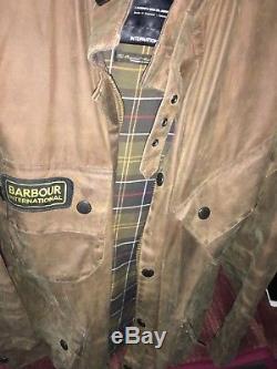 Mens Barbour international union wax Brown military rare motorcycle jacket M/48