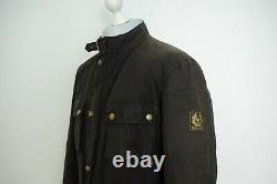 Mens Belstaff Waxed Cotton Black Belted Motorcycle Jacket Size XL