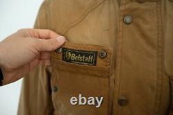 Mens Belstaff Waxed Cotton Brown Belted Motorcycle Jacket Size S