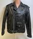 Mens Black Premium Leather Moto Jacket Size 42 L Full Zip Belted RW10337 Heavy