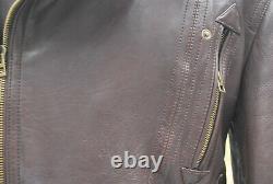 Mens Burberry Brit Brown Leather Biker Aviator Jacket with Shearling Collar M