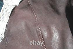 Mens Burberry Brit Brown Leather Biker Aviator Jacket with Shearling Collar M