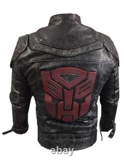 Mens Cade Yeager Real Leather Jacket Transformers Autobot Costume Coat