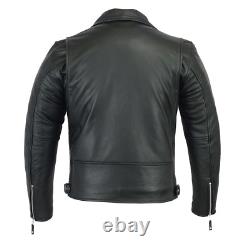 Mens Classic Bicker Cowhide Motorcycle Zip-Out Liner Leather Jacket Gun Pocket