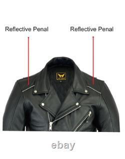 Mens Classic Bicker Cowhide Motorcycle Zip-Out Liner Leather Jacket Gun Pocket