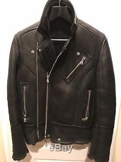 Mens FW15 Balmain Shearling Leather Perfecto Moto Jacket SZ 50/40