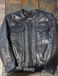 Mens First MFG Co leather motorcycle jacket, Large Used