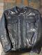 Mens First MFG Co leather motorcycle jacket, Large Used