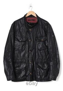Mens HACKETT London Motorcycle Jacket Coat Linen Cotton Black Size XL