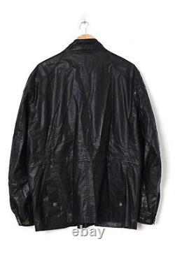 Mens HACKETT London Motorcycle Jacket Coat Linen Cotton Black Size XL