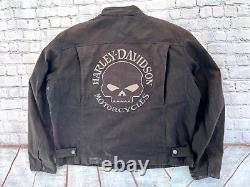 Mens HARLEY DAVIDSON Black Cotton Embroidered Willie G Zip Jacket XL