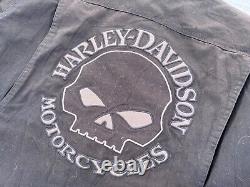 Mens HARLEY DAVIDSON Black Cotton Embroidered Willie G Zip Jacket XL