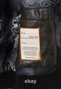 Mens HUGO BOSS Biker Jacket Motorcycle Leather Coat Brown Size 40 50 L
