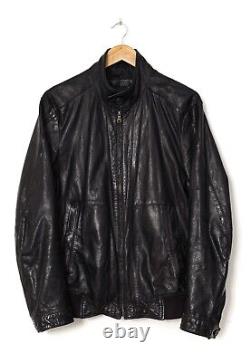 Mens HUGO BOSS Leather Biker Jacket Coat Black Size 40 50 L