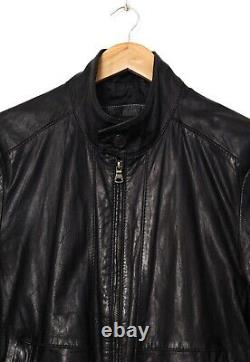 Mens HUGO BOSS Leather Biker Jacket Coat Black Size 40 50 L