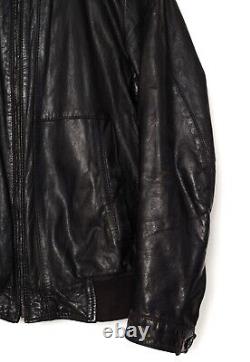 Mens HUGO BOSS Leather Biker Jacket Coat Black Size 40 50 L