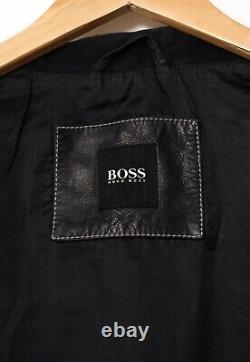 Mens HUGO BOSS Leather Biker Jacket Coat Black Size 40 50 L