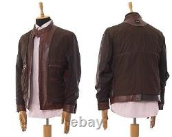 Mens HUGO BOSS Leather Jacket Brown Size 50 40 L