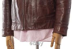 Mens HUGO BOSS Leather Jacket Brown Size 50 40 L
