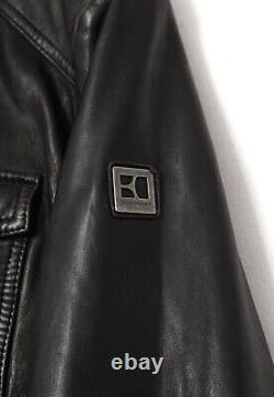 Mens HUGO BOSS Motorcycle Biker Jacket Leather Coat Brown Size 40 50