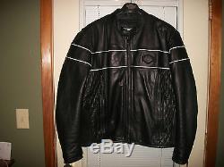 Mens Harley Davidson Genuine Black Leather Coat Jacket Size 2XL Kevlar Vents
